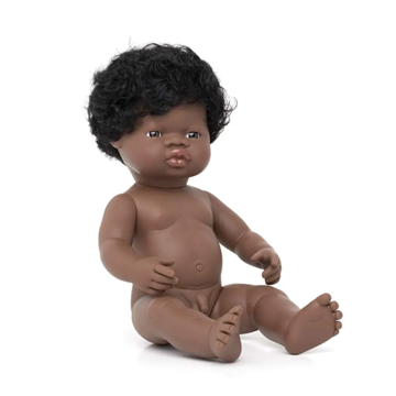 Image de Poupée garçon africaine avec cheveux, 38 cm